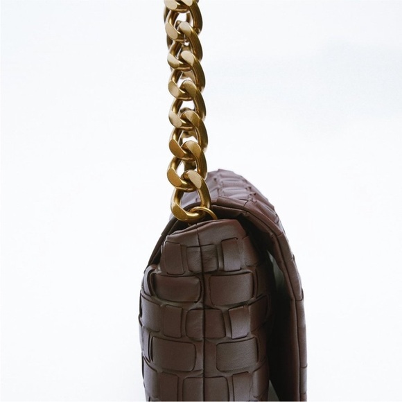 ZARA Woven Leather Shoulder Bag BNWT - Picture 4 of 5